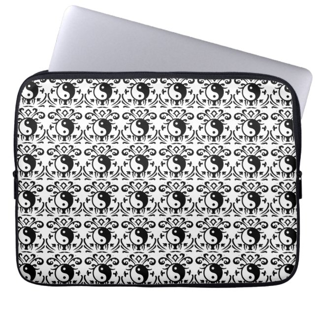 Yin Yang damast Laptop Sleeve (Framsidan)