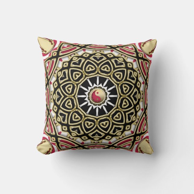 Yin Yang Decorative Shine Mandala Cushion Kudde (Framsida)