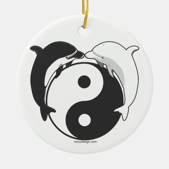 Yin Yang delfinsvart/vit Julgransprydnad Keramik (Framsidan)