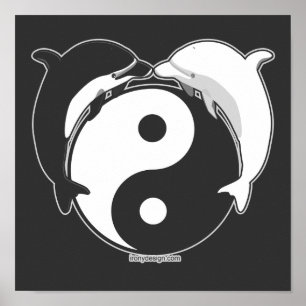 Yin Yang delfinsvart/vit Poster