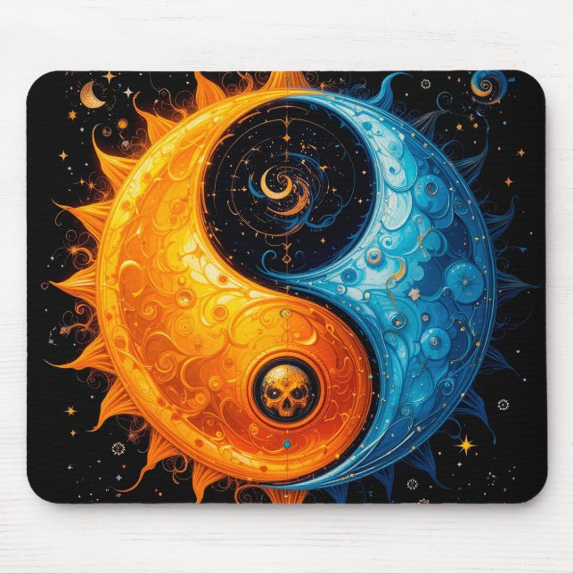 Yin Yang-design som representerar sol och måne Musmatta (Framsidan)