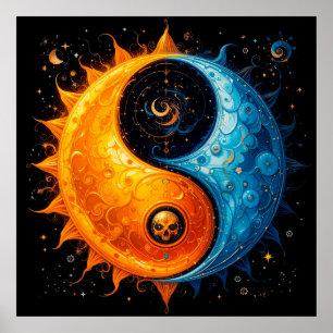 Yin Yang-design som representerar sol och måne Poster