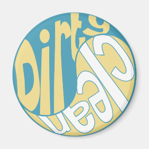 Yin Yang Dirty Clean Dishwasher Magnet Gult/Aqua