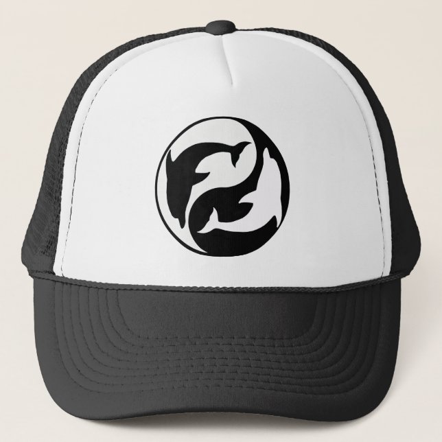 Yin Yang Dolphin Hat Truckerkeps (Framsida)