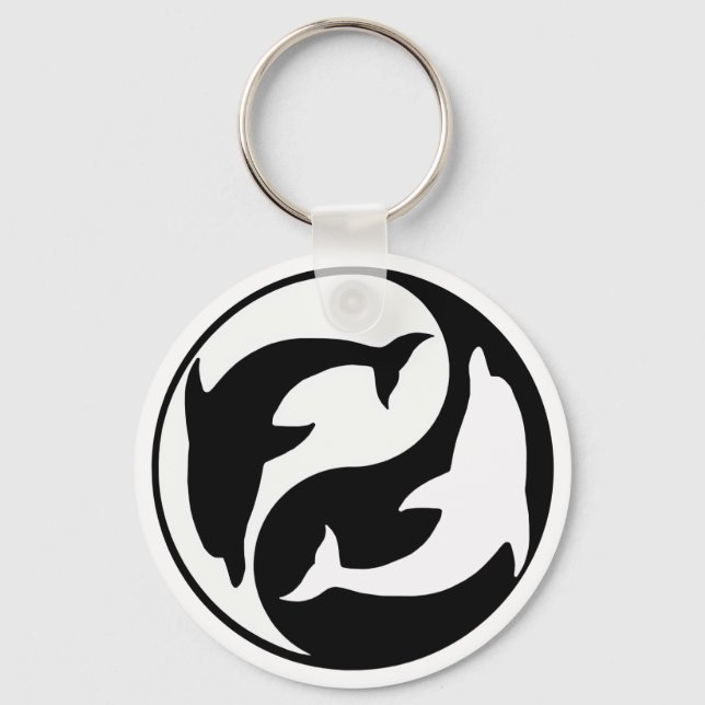 Yin Yang Dolphin Keychain Nyckelring (Framsida)