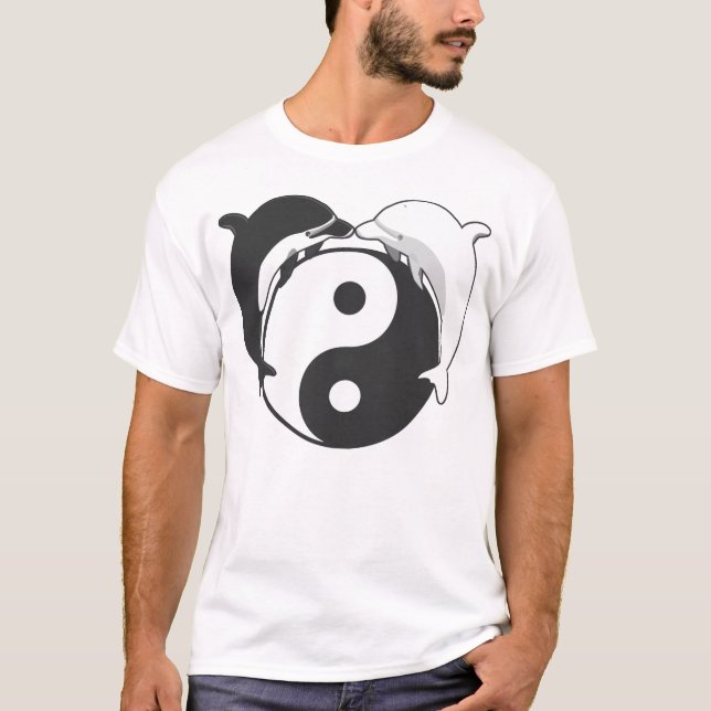 Yin Yang Dolphins Black/White Tee Shirt (Framsida)