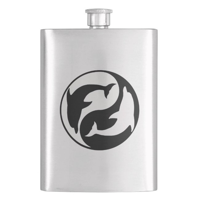 Yin Yang Dolphins Flask Fickplunta (Framsidan)