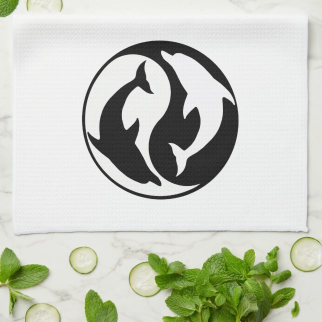 Yin Yang Dolphins Kitchen Towel Kökshandduk (Vikta)