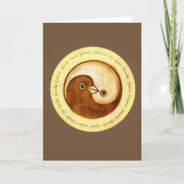 Yin Yang doves peace & harmony Greeting Card Kort (Framsida)
