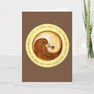 Yin Yang doves peace & harmony Greeting Card Kort