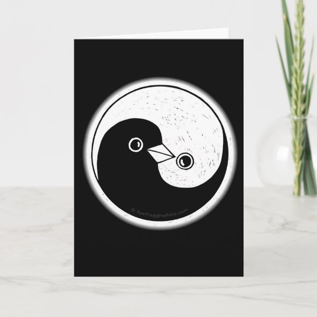 Yin Yang doves peace & harmony Greeting Card Kort (Framsida)