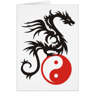 Yin & Yang Dragon Hälsningskort