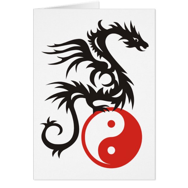 Yin & Yang Dragon Hälsningskort (Framsidan)