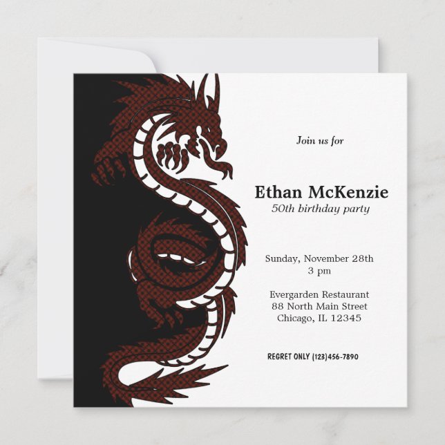 Yin Yang Dragon Inbjudningar (Framsida)
