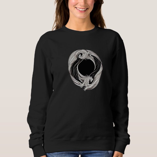 Yin Yang Dragon Japanese Dragons Asian Style Ying  T Shirt (Framsida)