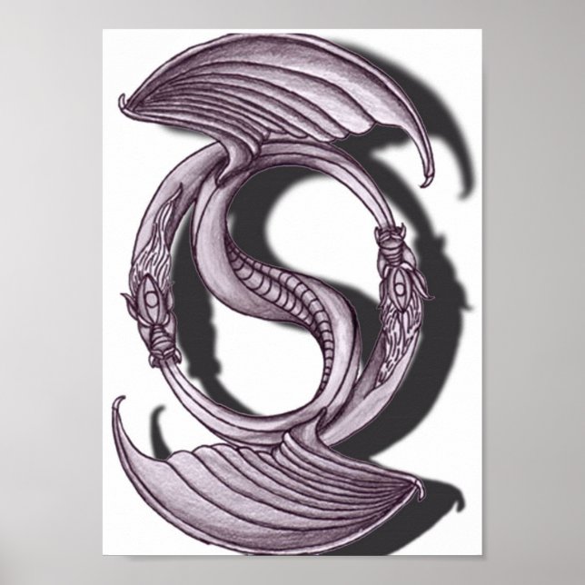 Yin Yang Dragon pencil Poster (Framsidan)
