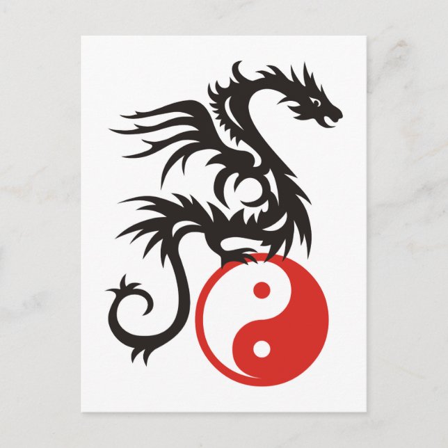 Yin & Yang Dragon Vykort (Framsida)