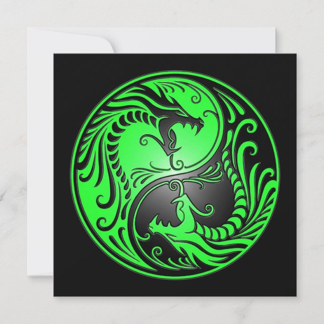 Yin Yang Dragons, grönt och svart (Framsida)