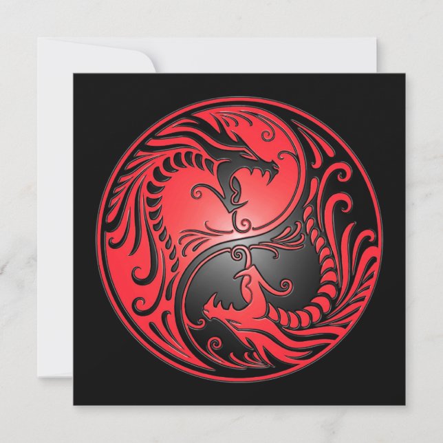 Yin Yang Dragons, röd och svart (Framsida)