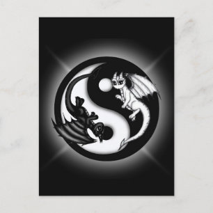 Yin Yang Dragons Vykort
