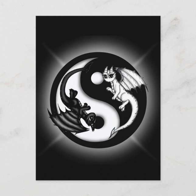 Yin Yang Dragons Vykort (Framsida)
