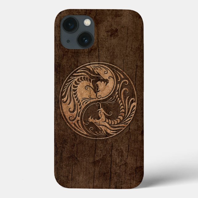 Yin Yang Dragons with Wood Grain Effect (Baksida)