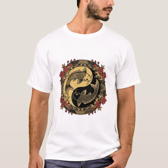 Yin Yang Drakar Grafisk T-Shirt (Framsida)