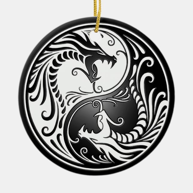 Yin Yang drakar Julgransprydnad Keramik (Framsidan)