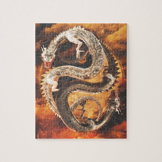 Yin Yang drakar - kaos Pussel (Vertikal)