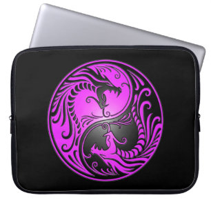 Yin Yang drakar, lilor och svart Laptop Sleeve