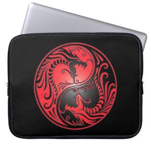 Yin Yang drakar, rött och svart Laptop Sleeve