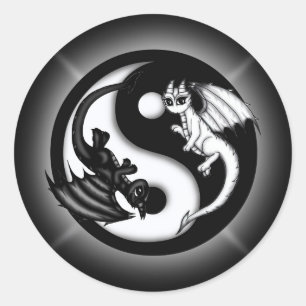 Yin Yang drakar Runt Klistermärke