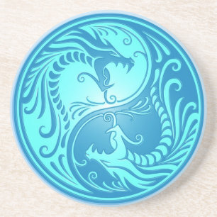 Yin Yang drakar som är ljusa - blått Underlägg Sandsten
