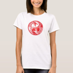 Yin Yang drakar som är röda T Shirt