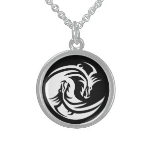 Yin yang draks sterling silver necklace sterling silver halsband