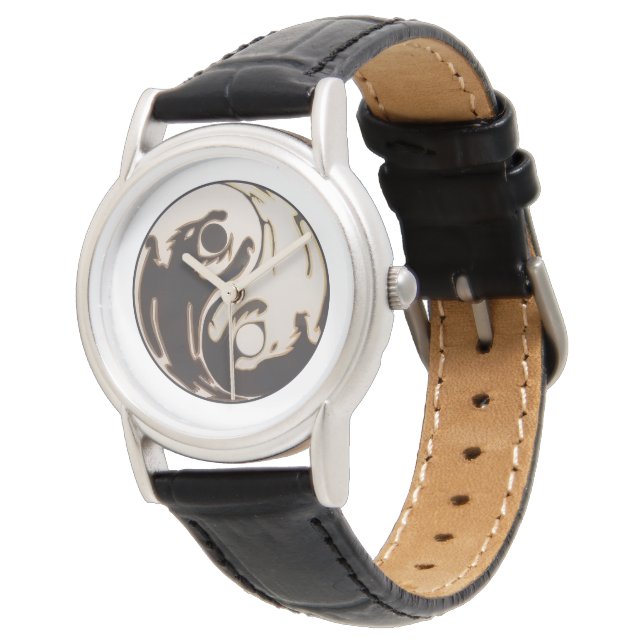 Yin yang Dubbel Drake Armbandsur (Vinklad)