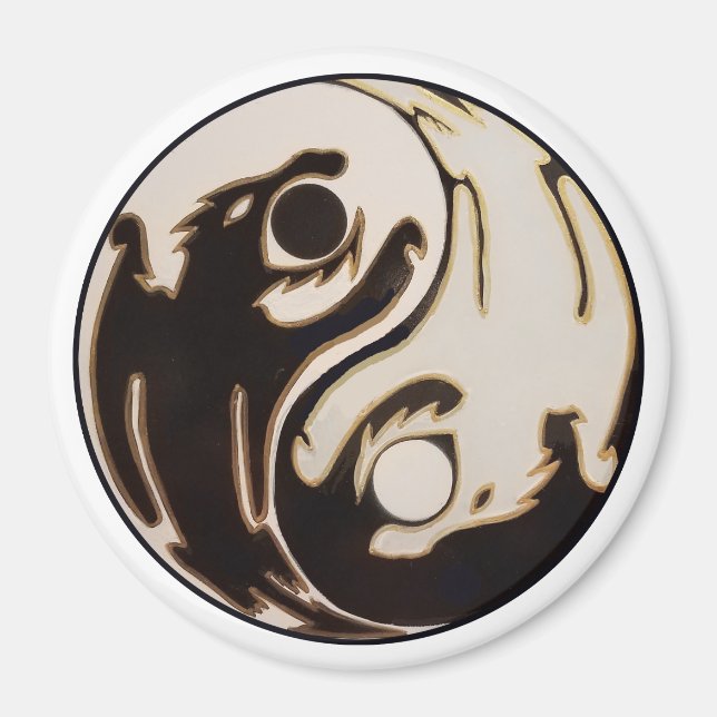 Yin yang Dubbla Dragon Magnet (Framsidan)