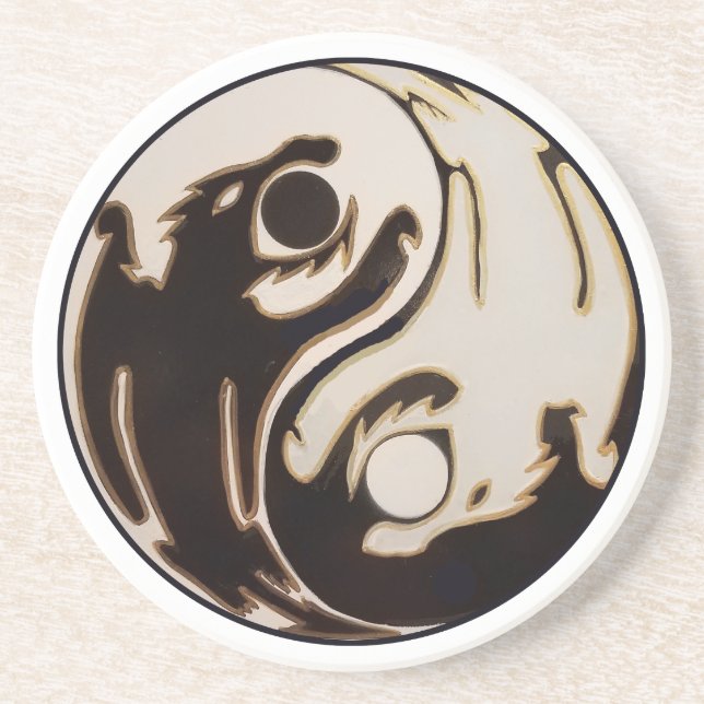 Yin Yang Dubbla Dragon Underlägg (Framsidan)