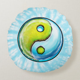 Yin-Yang Earth Tie-Dye Rund Kudde
