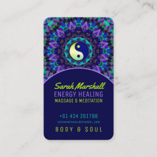 Yin Yang Energy Healing Lila Blue Bright Grönt Visitkort