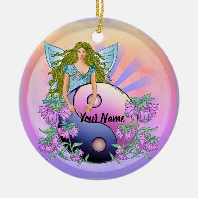 Yin Yang  fairy  Julgransprydnad Keramik (Framsidan)