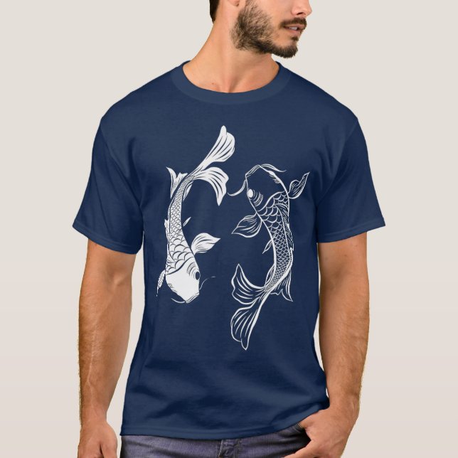 Yin Yang Fish Koi Fish T Shirt (Framsida)