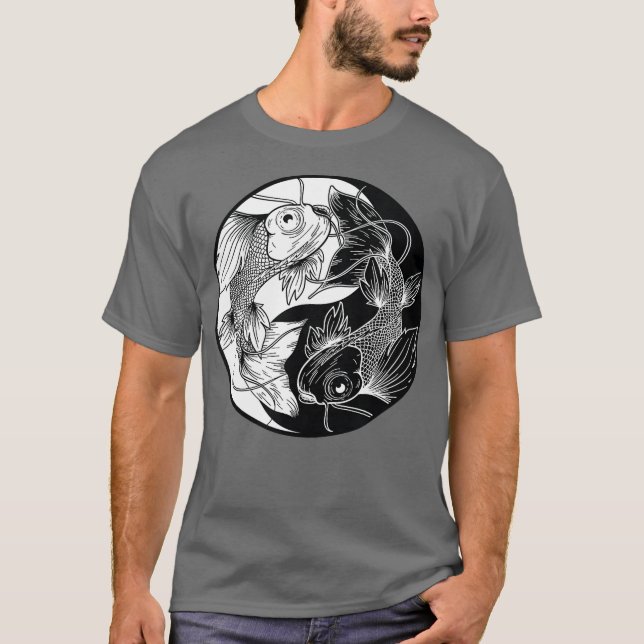Yin Yang Fish Koi Fish T Shirt (Framsida)
