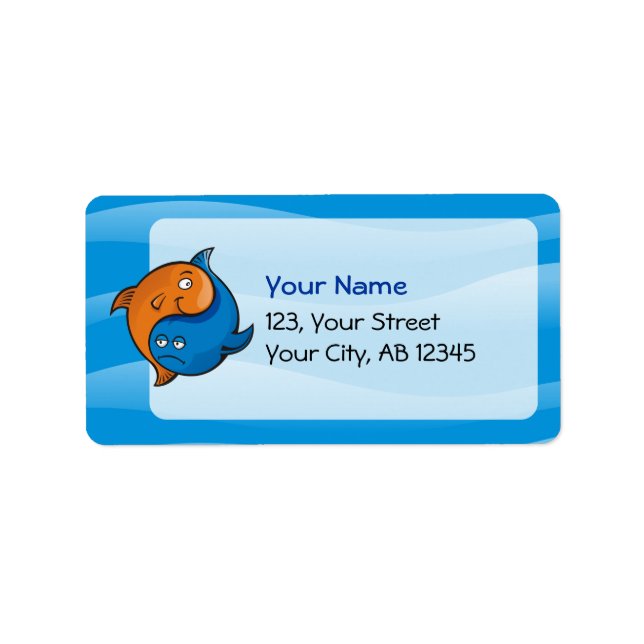 Yin Yang Fish Tecknad Adressetikett (Framsidan)