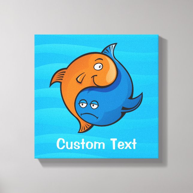 Yin Yang Fish Tecknad Canvastryck (Framsida)
