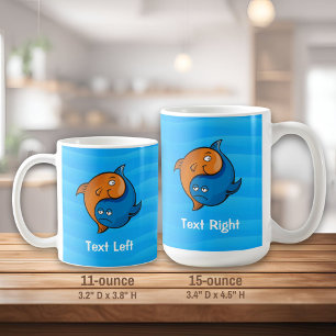 Yin Yang Fish Tecknad Kaffemugg
