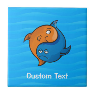 Yin Yang Fish Tecknad Kakelplatta