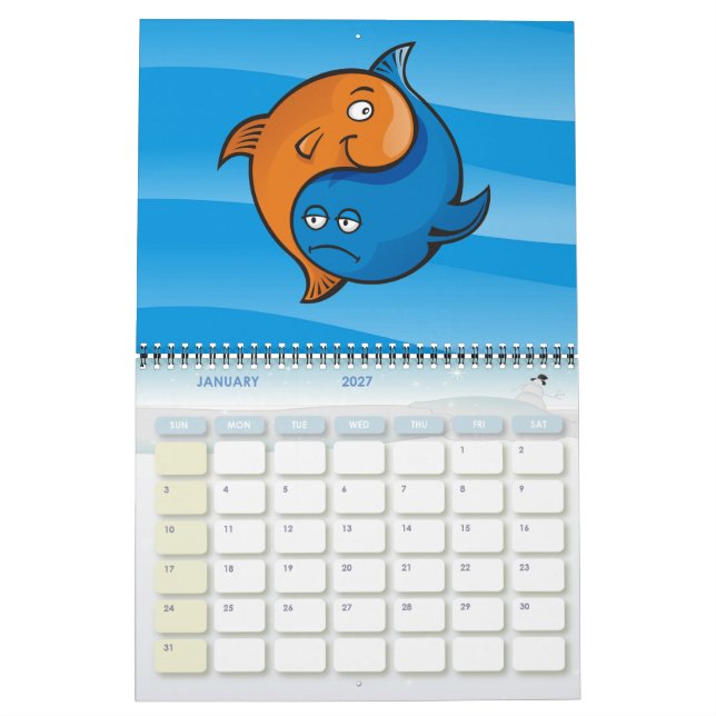 Yin Yang Fish Tecknad Kalender (Jan 2027)