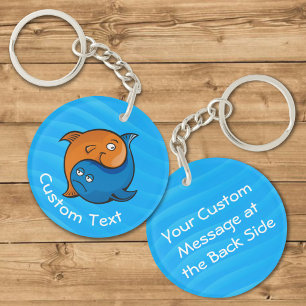 Yin Yang Fish Tecknad Keychain