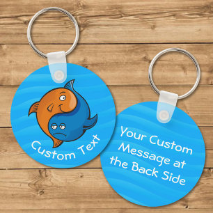 Yin Yang Fish Tecknad Keychain Nyckelring